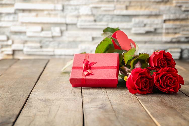 A valentine's day gift and roses